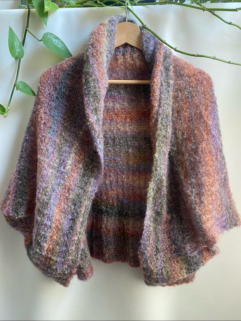 Cozy Multicolor Bouclé Shawl Collar Sweater